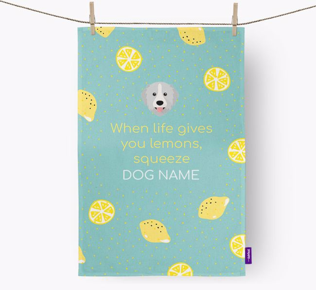 Personalised 'When Life Gives You Lemons' Tea Towel with {breedFullName} Icon